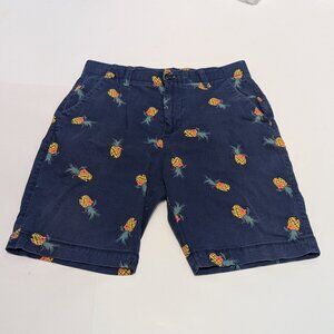 Plugg Men's Flex Shorts Navy Blue w/ Pineapple Print Size 31